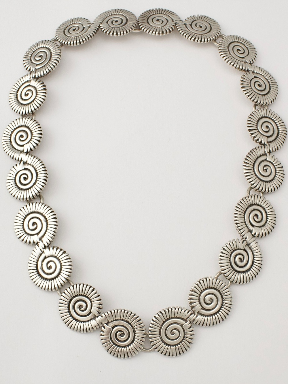 Vintage Sterling Silver Spiral Link Collar Necklace Heavy 100+ Grams